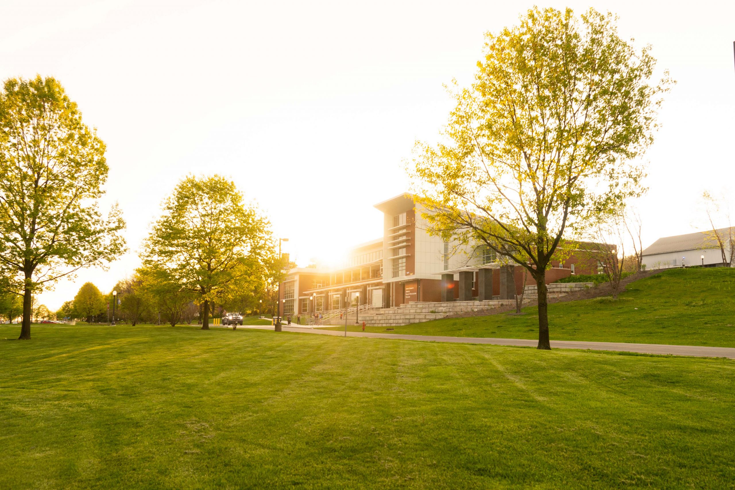 Photo of campus at golden hour