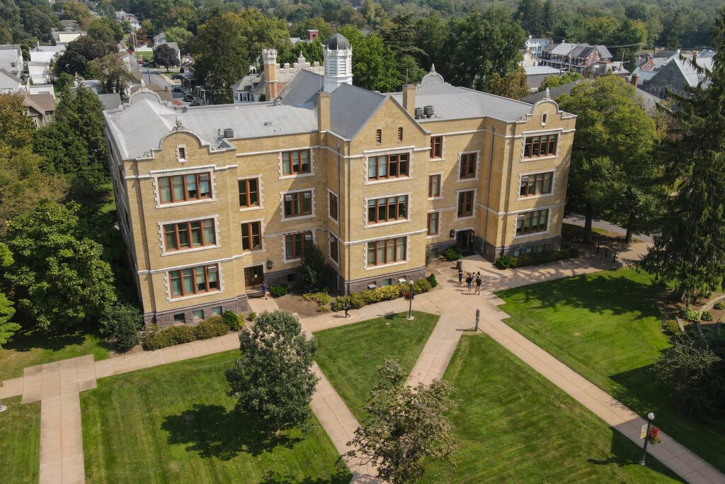 LVC campus aerial view of Humanities building