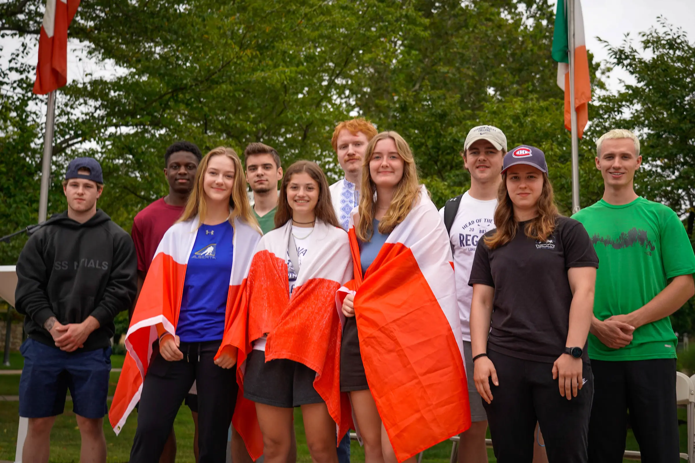 International students pose for photo at LVC International Flag Raising ceremony