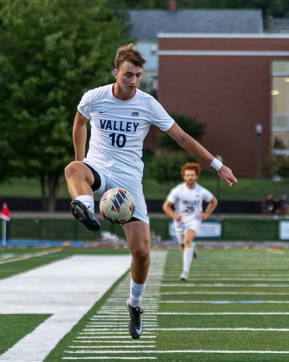 LVC men's soccer player on field