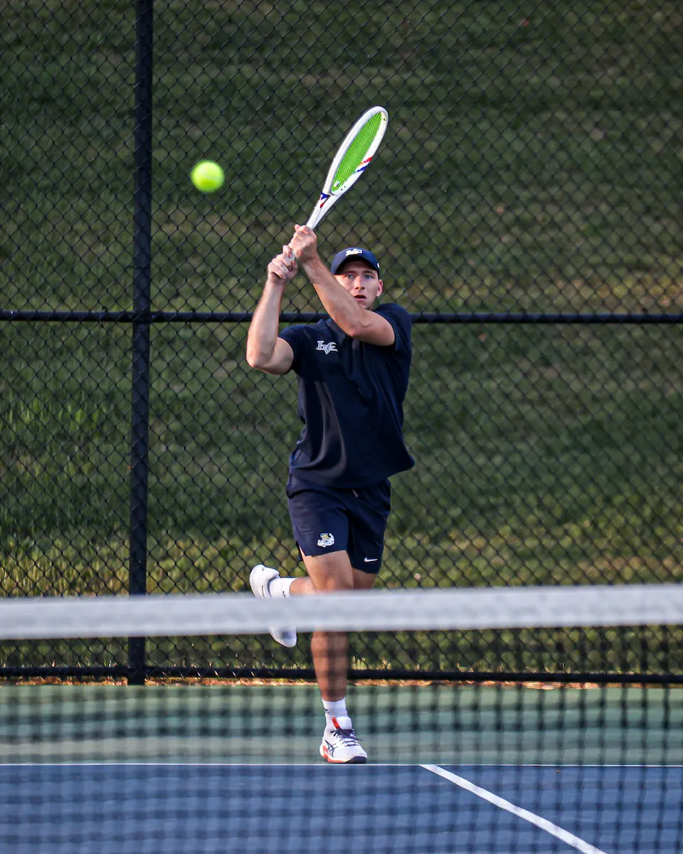 LVC men's tennis player on court