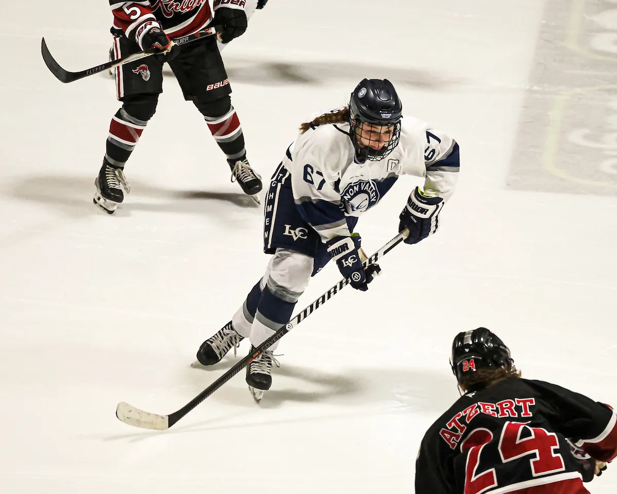 LVC women's ice hockey player on ice