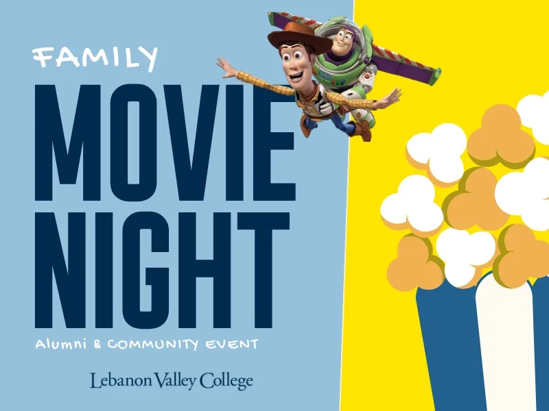Family Movie Night graphic with Wood and Buzz Light Year