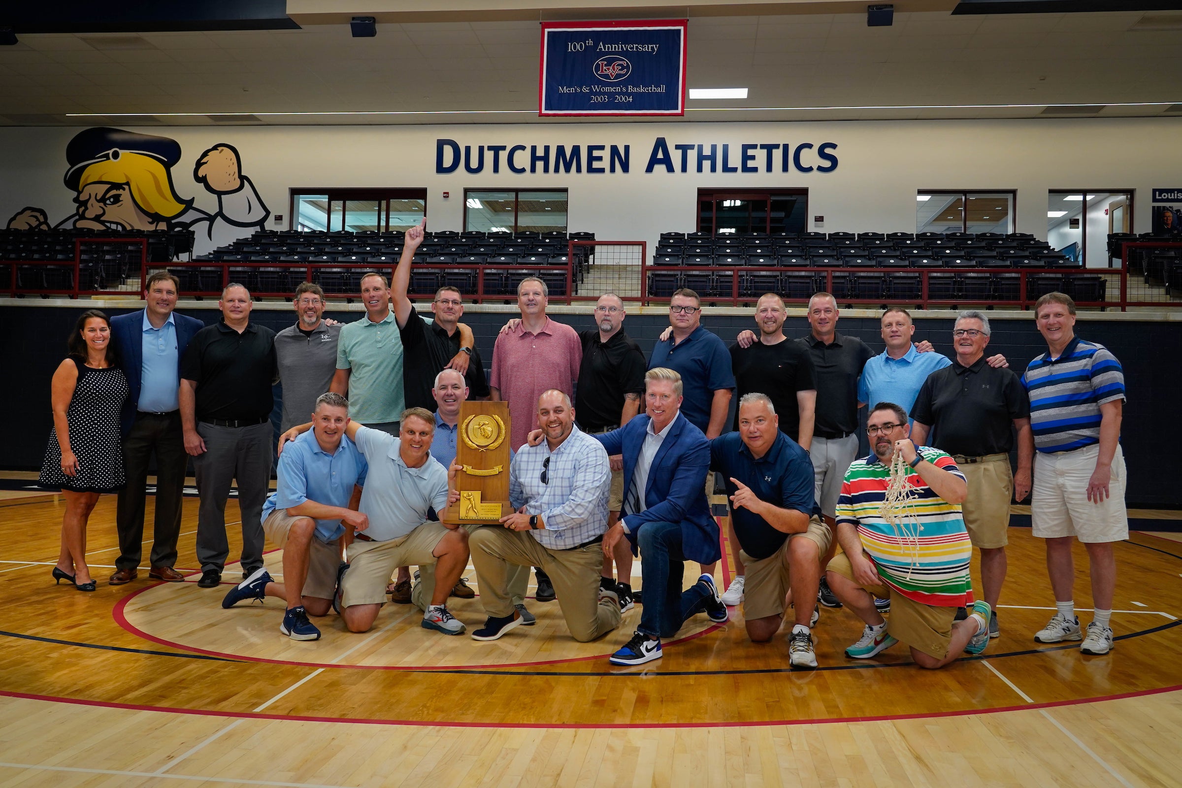LVC's 1994 championship basketball team players reunite on campus for shooting of The Dutchmen documentary.