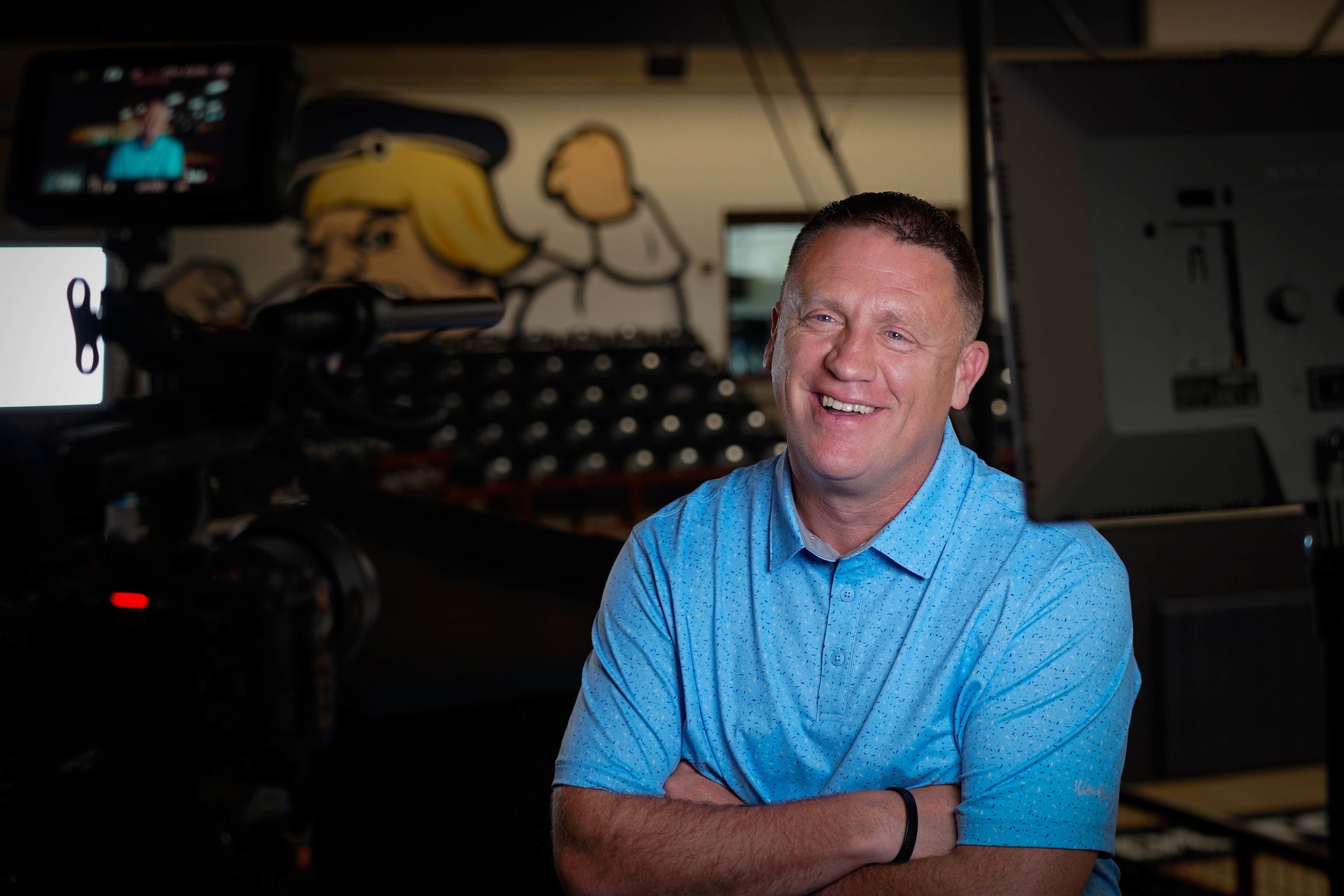 Behind the scenes shot of Mike Rhoades during shooting of The Dutchmen documentary