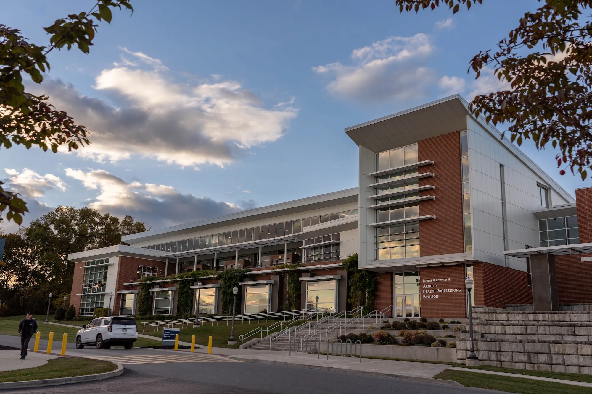 Arnold Health Professions Pavilion at sunset