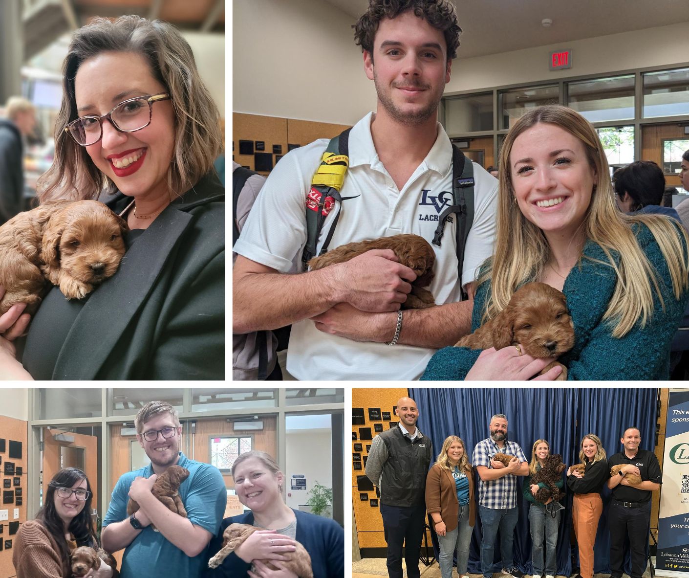 LVC students and staff pose with puppies from KPets