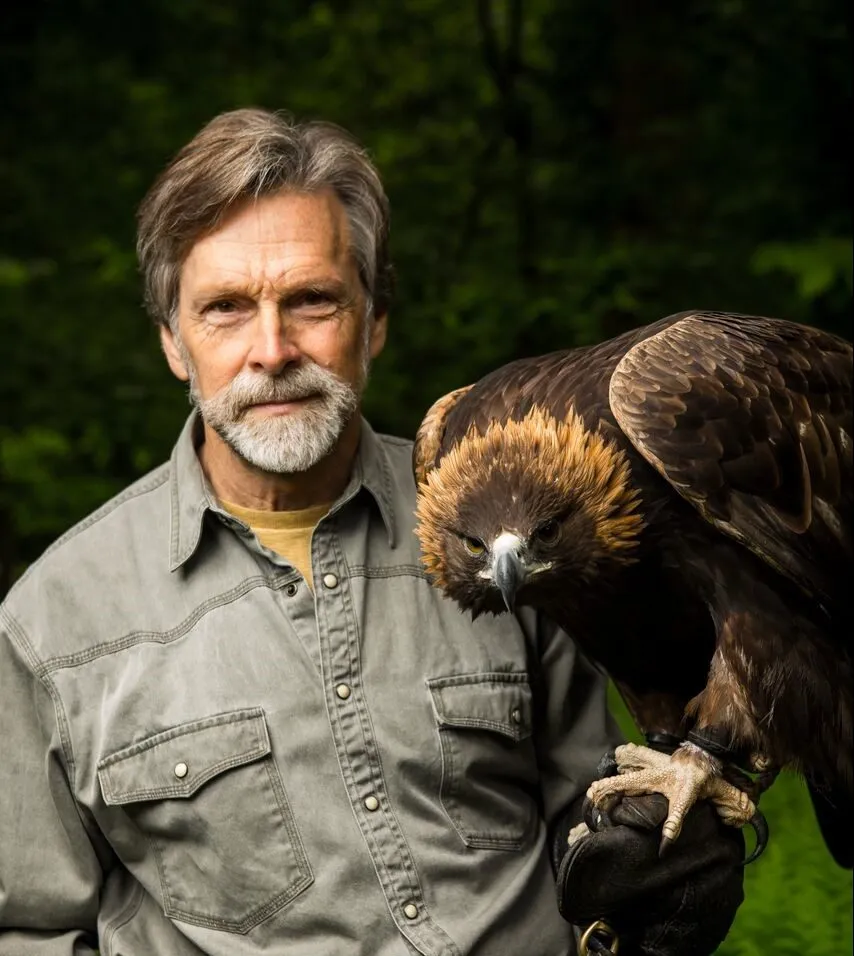 Jack Hubley poses with falcon