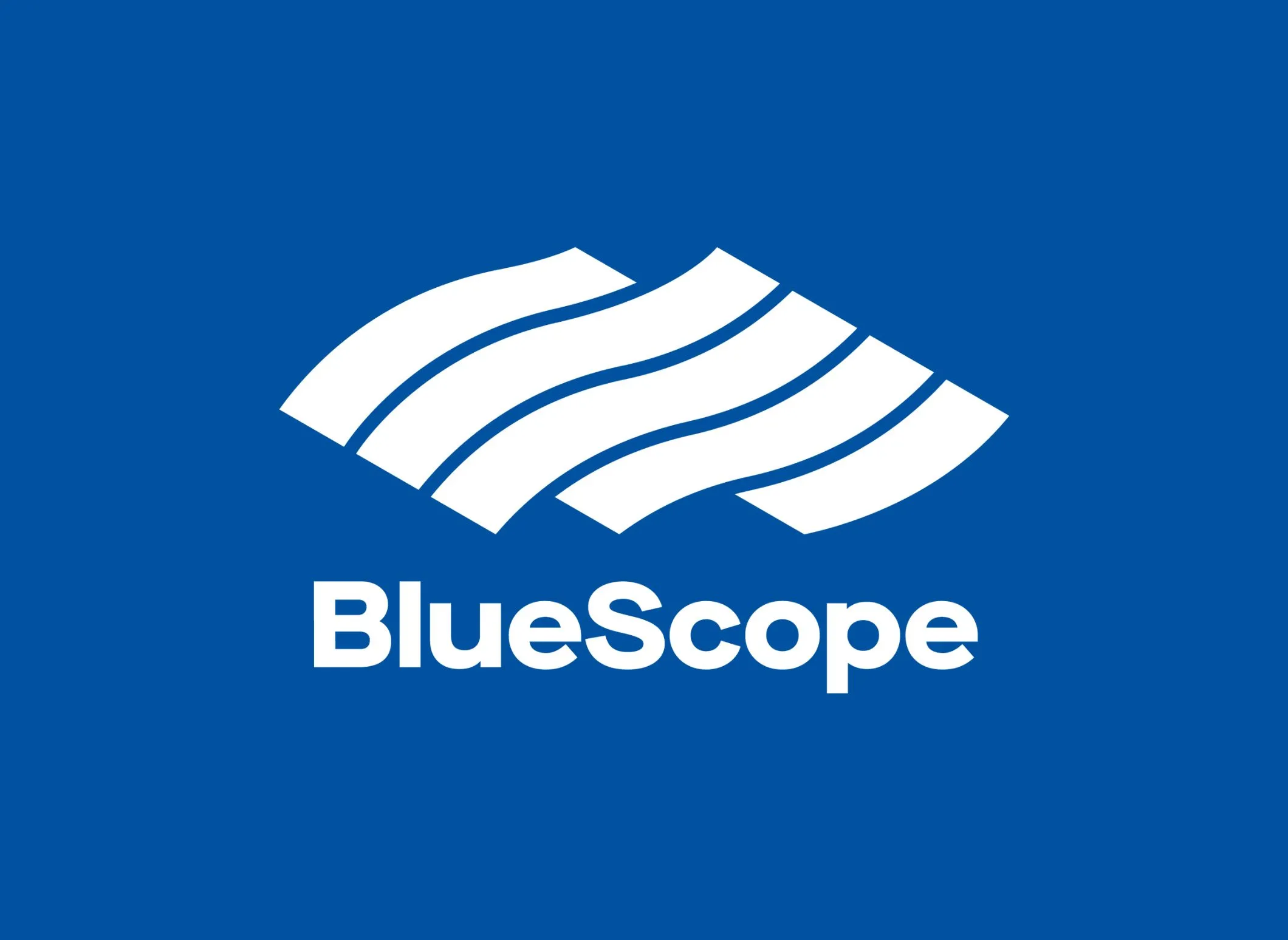 White BlueScope logo on blue background