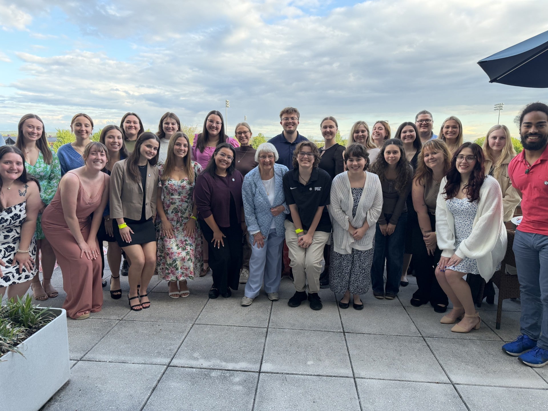 At the inaugural Walter Society Sunset Reception, students were formally inducted into the Society by its namesake, Pat Walter.