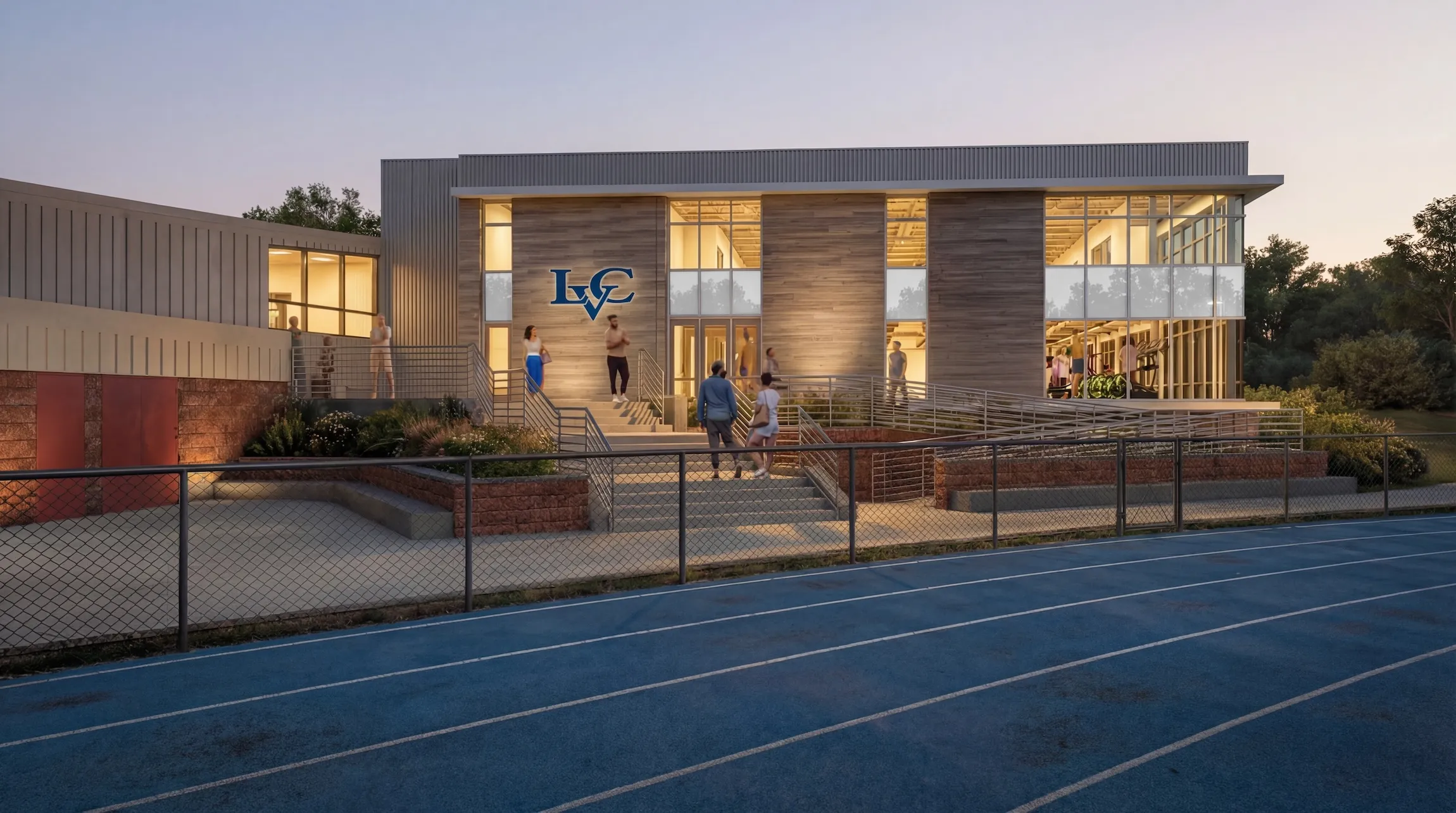 Rendering of proposed front entrance of new LVC Sports Center addition