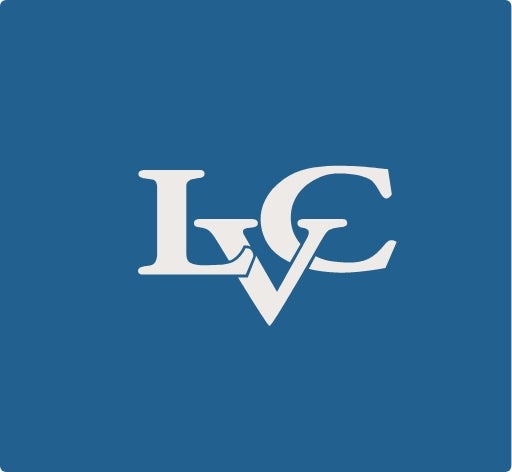 lvc logo on blue background