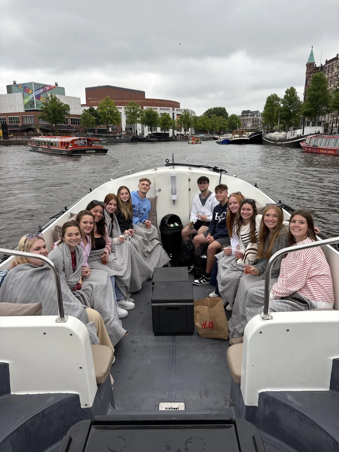 LVC students on boat during study abroad trip in Maastricht, Netherlands