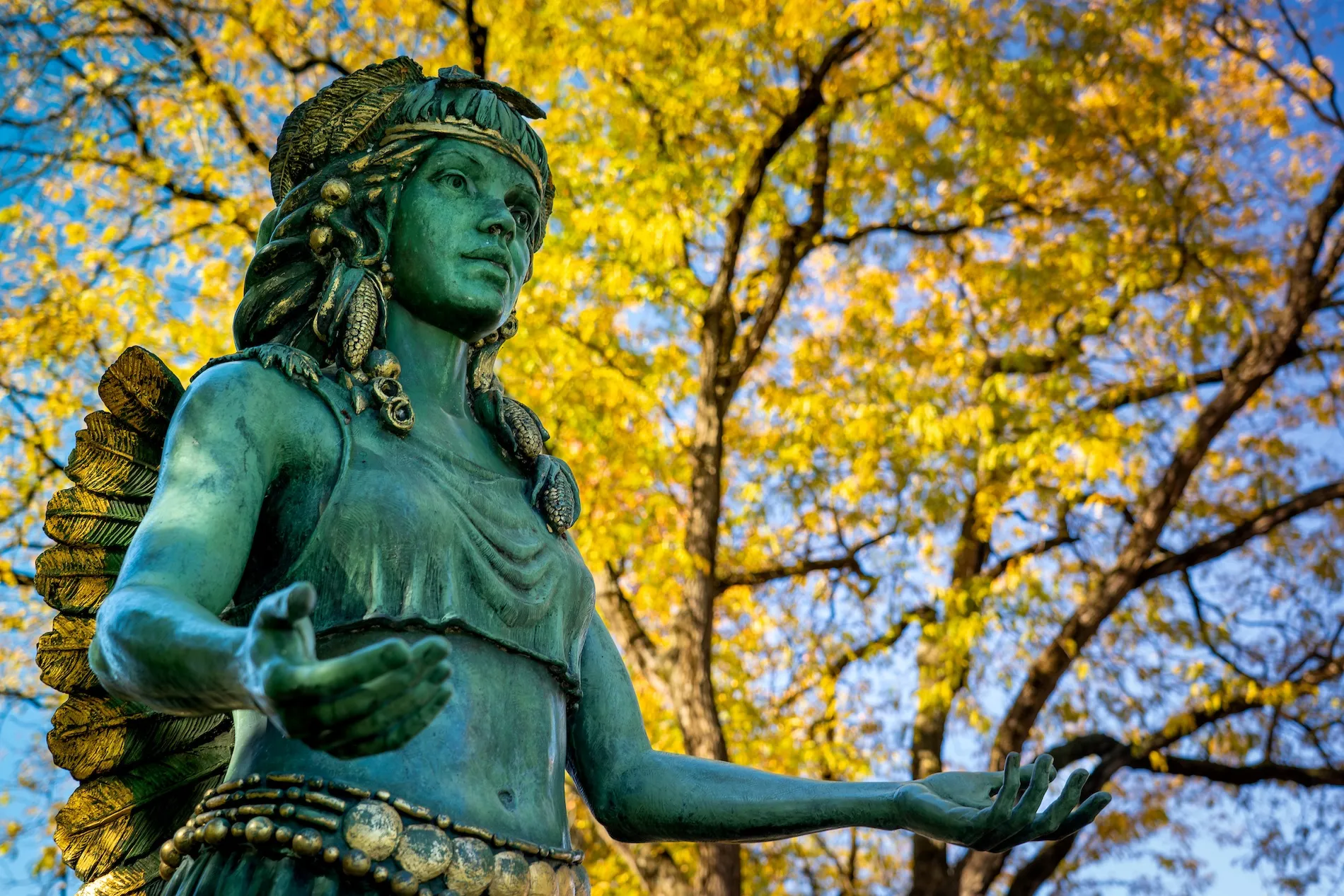 Statue on LVC campus at sunset
