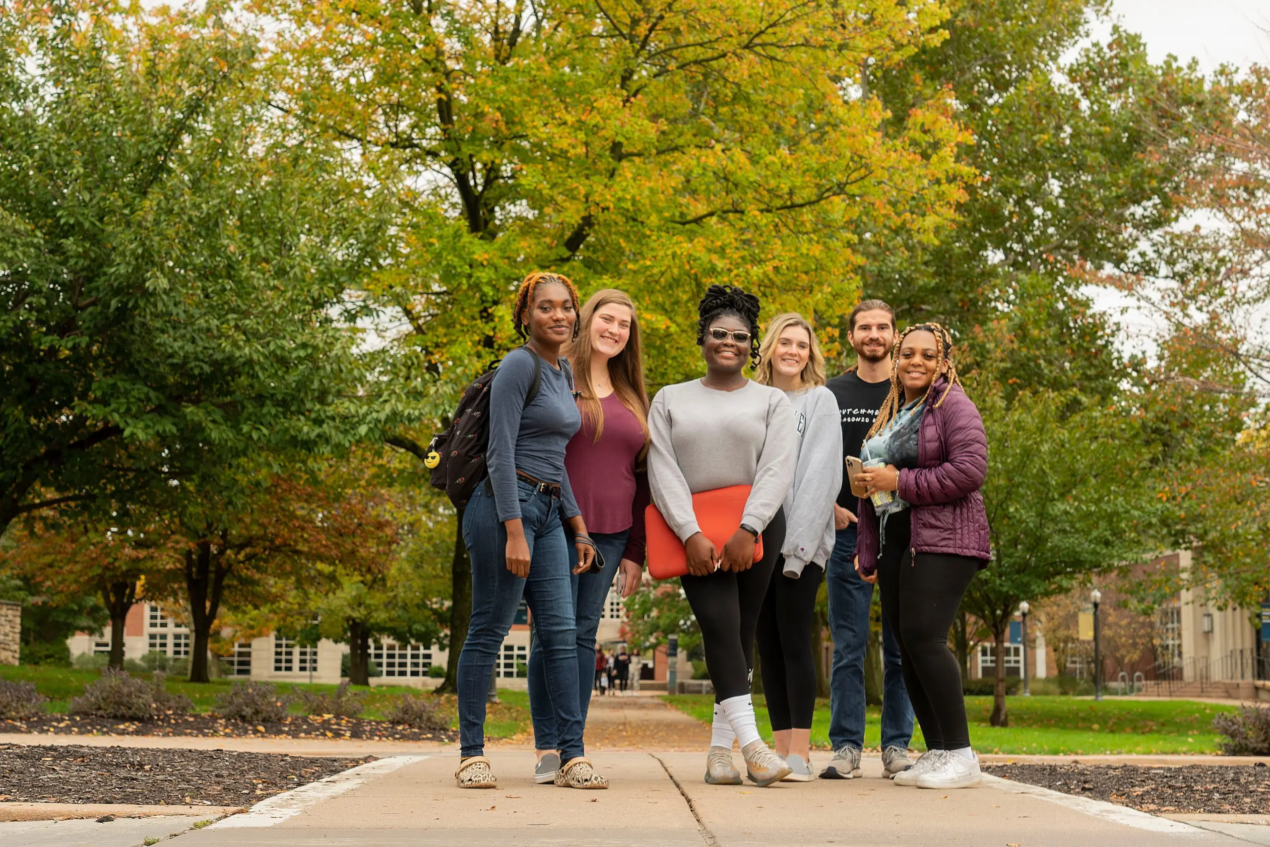 Students on campus in fall