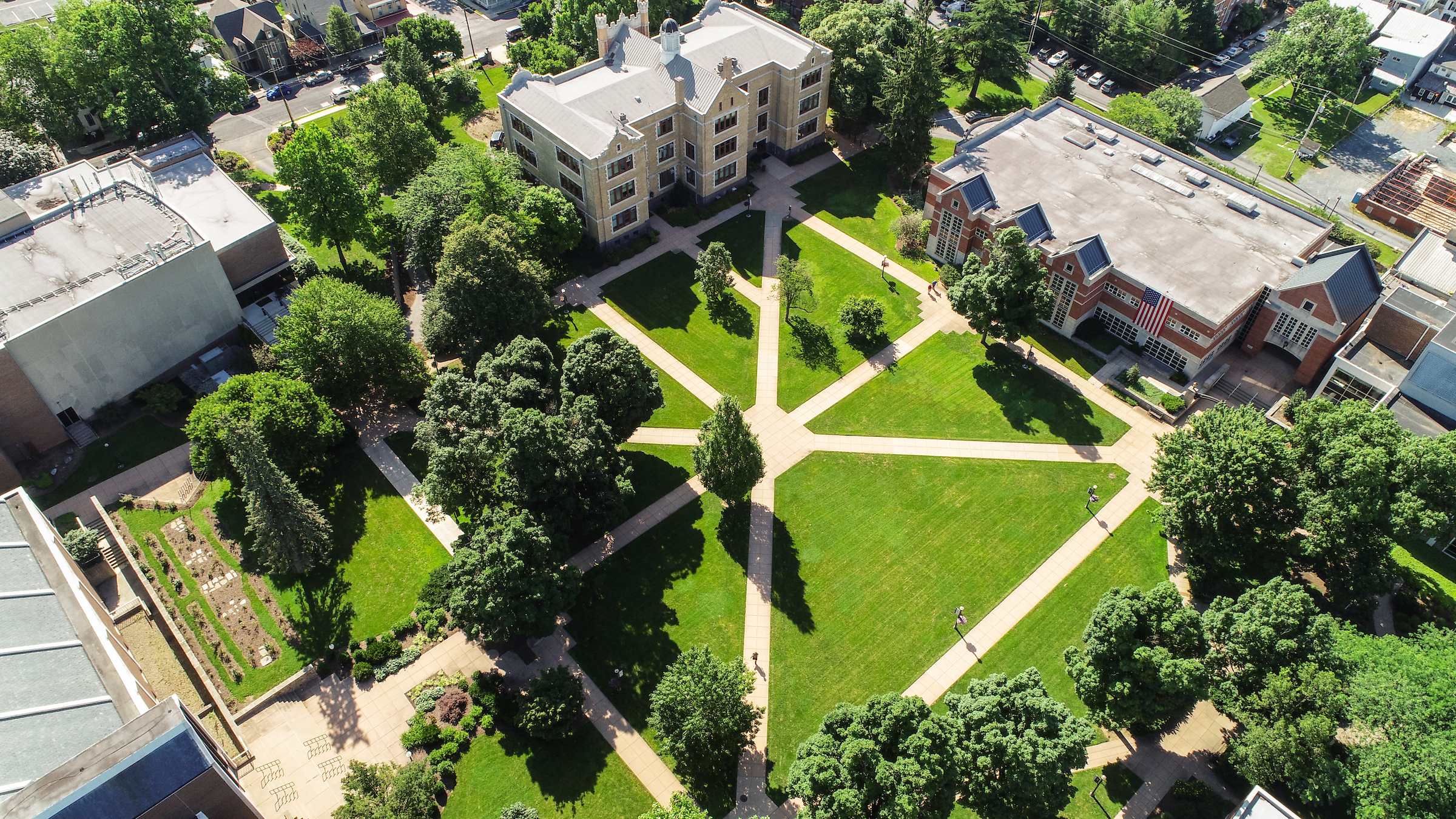 aerial drone view of LVC campus