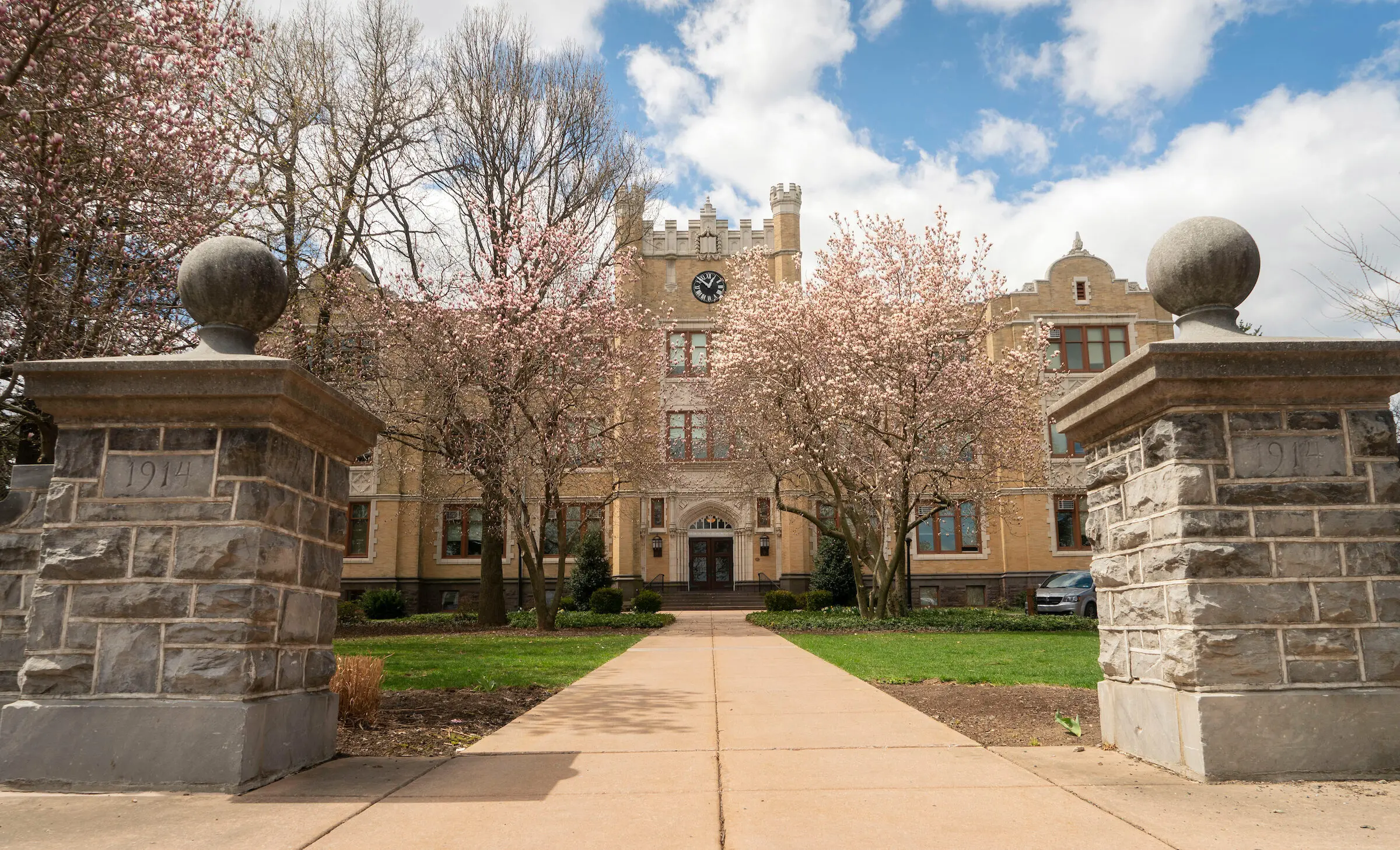 Humanities building exterior in spring