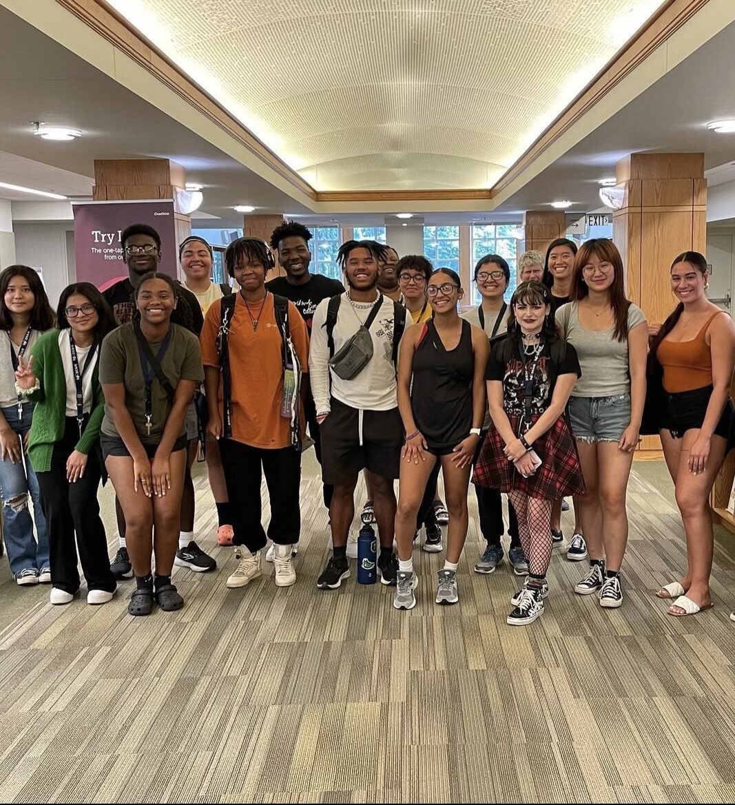 New LVC students participating in the Summer Enrichment Program pose together in the library