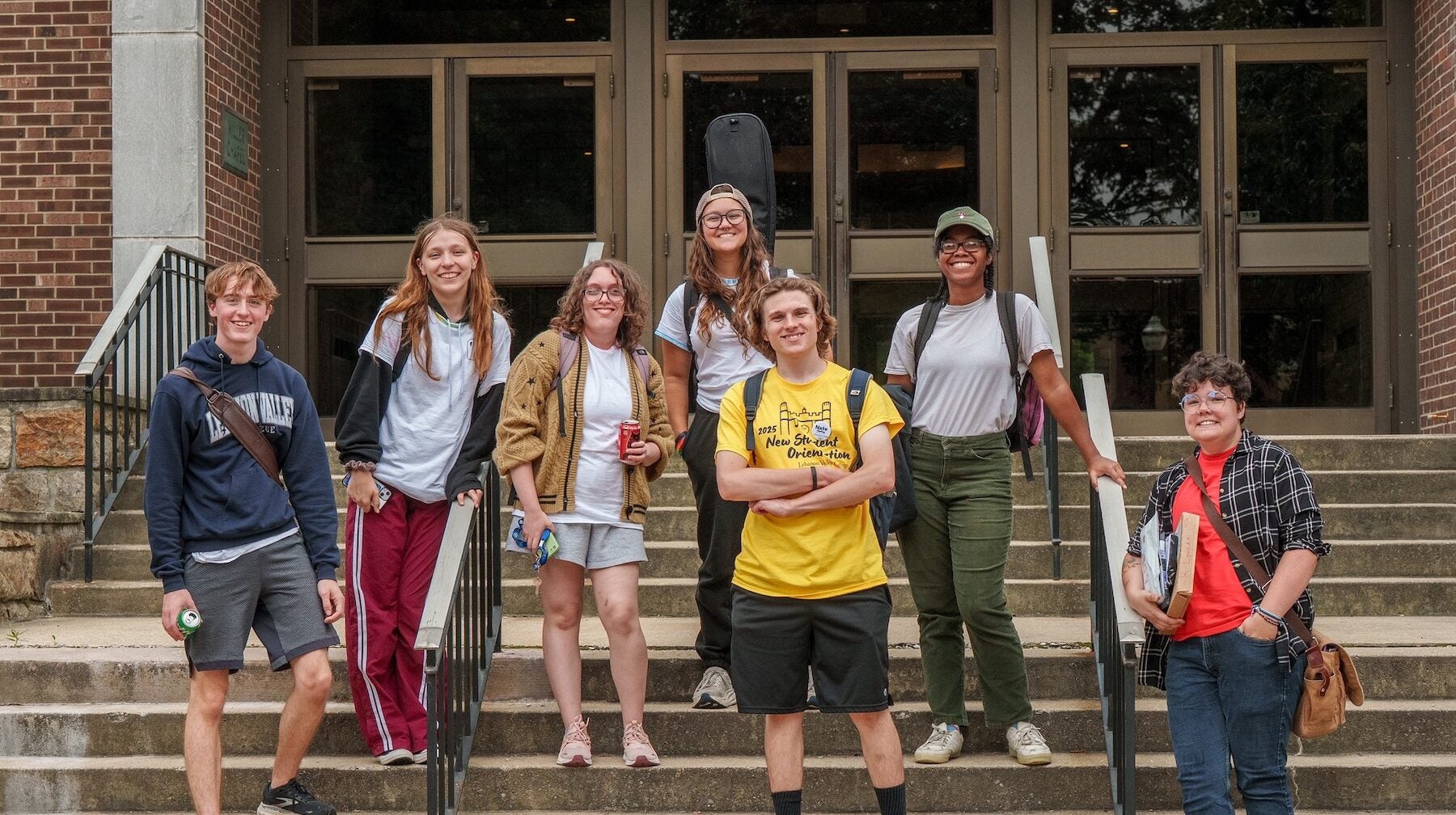 LVC students posing on Chapel steps
