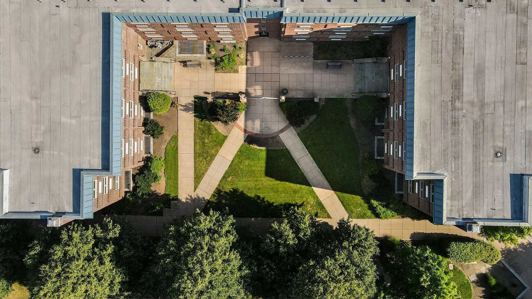 Aerial view of Funkhouser Residence Hall.