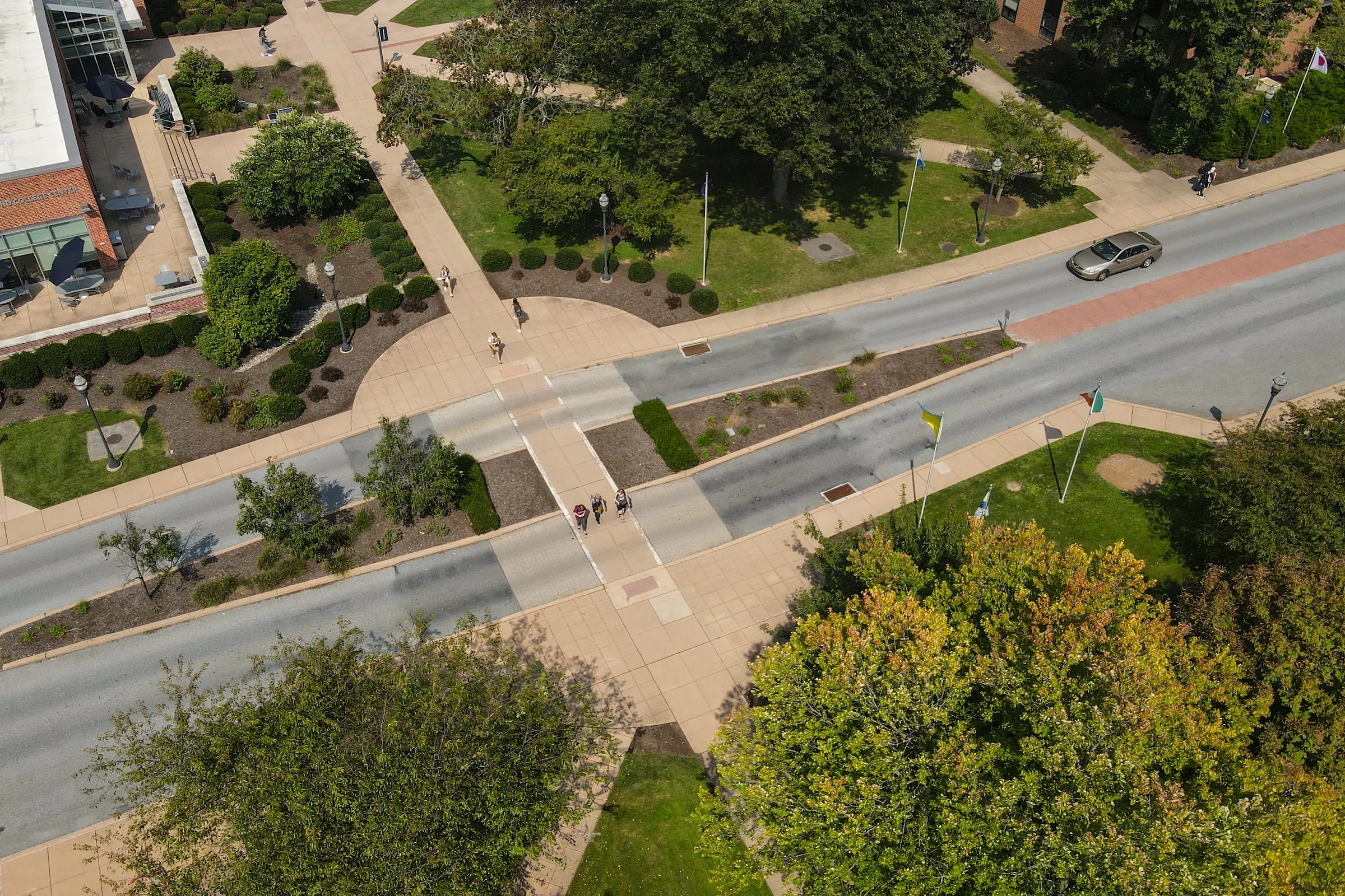 Drone shot of campus