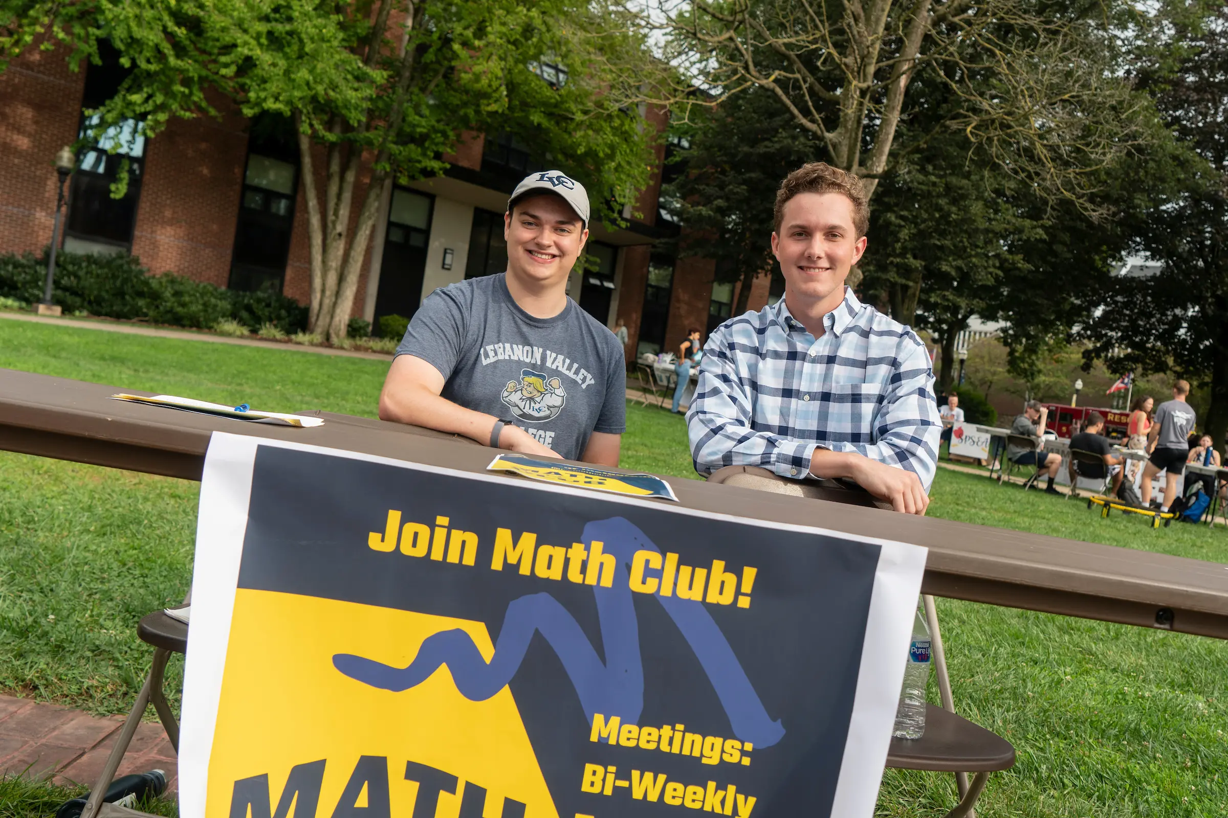 Math Club table at LVC Student Engagement Fair, Jeffrey Catt (L), Cameron Mitchell (R)