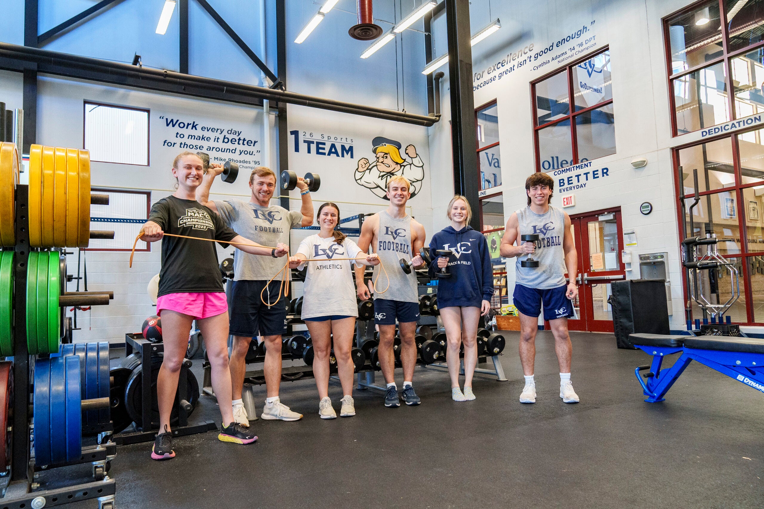 Students work out in the LVC Sports Center gym