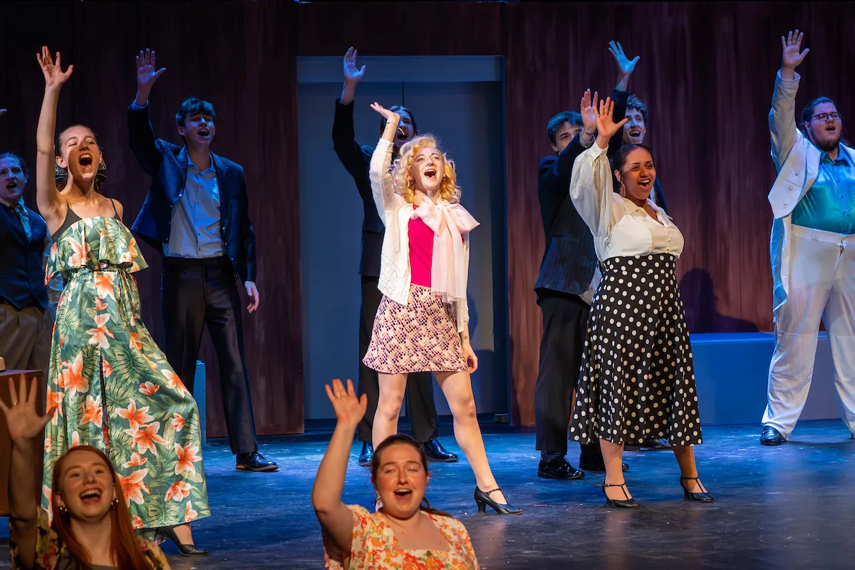 LVC students rehearse for 9 to 5 musical performance