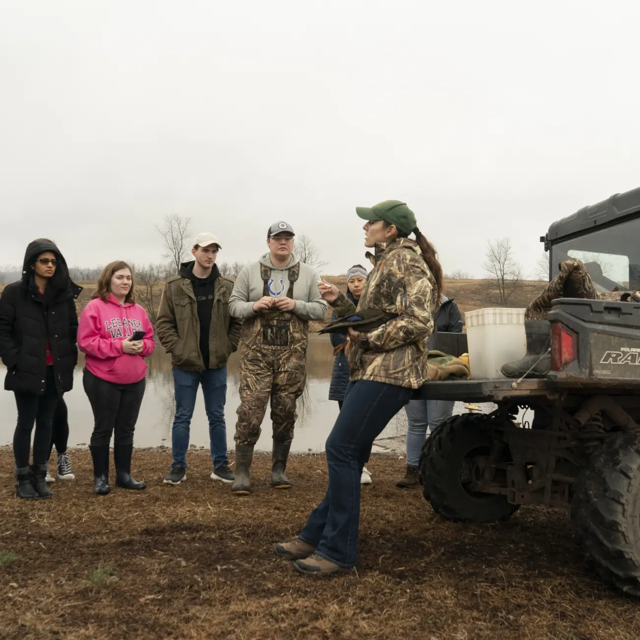 Students outside classroom