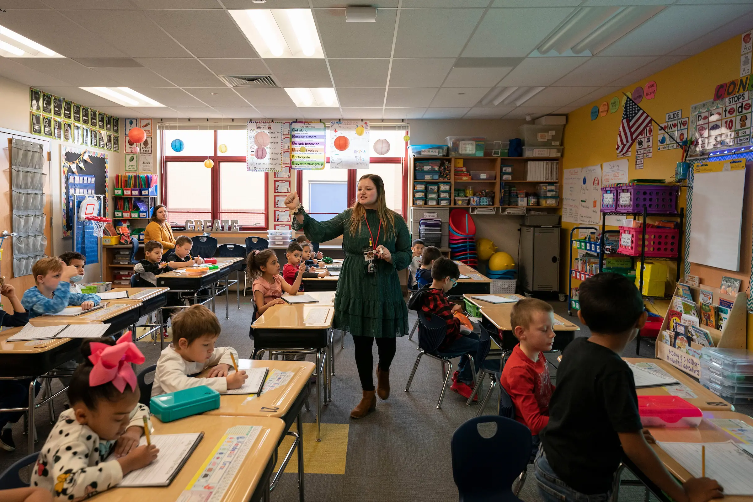 LVC student teacher in classroom at Northwest Elementary School