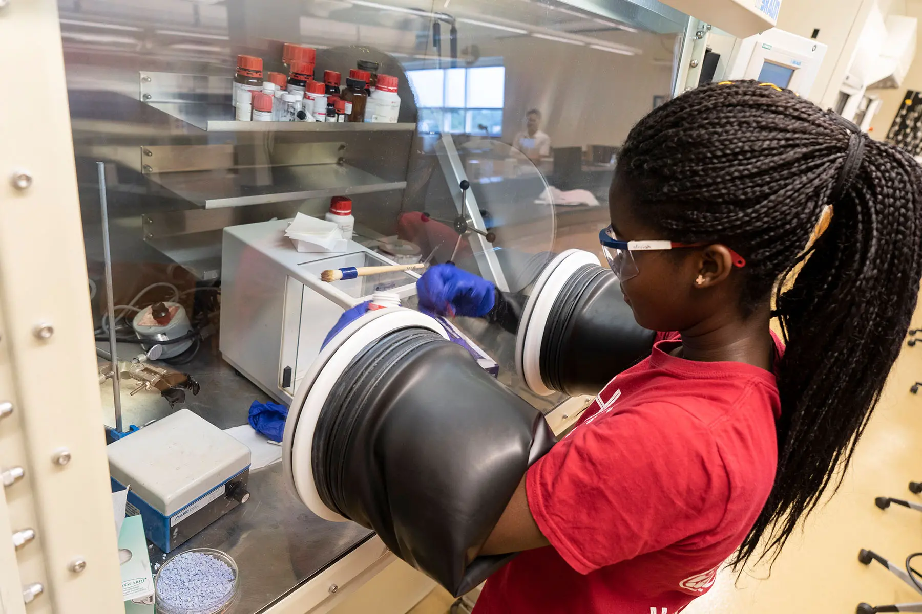 Student working in chemistry lab