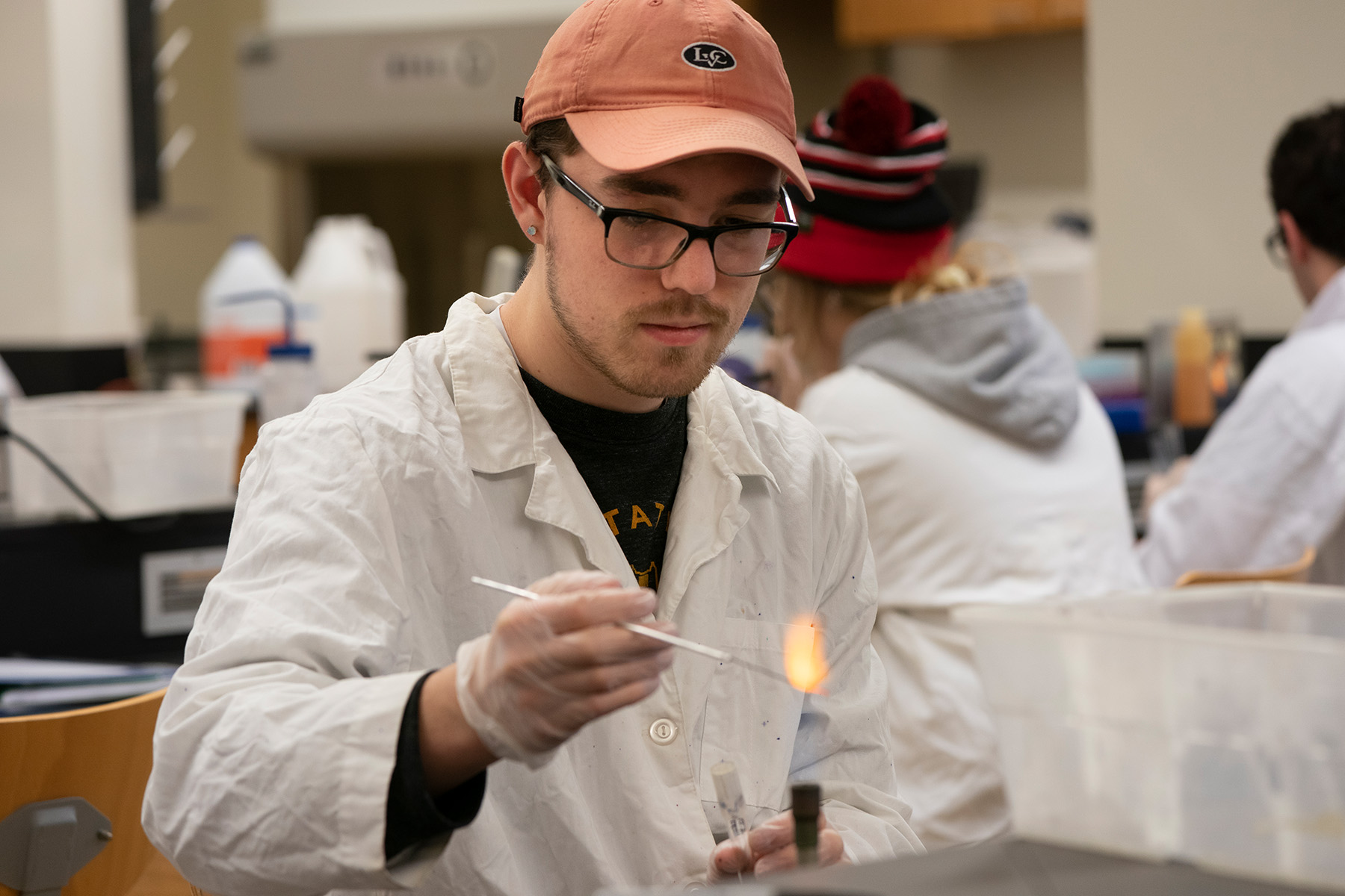 Student working in bio lab