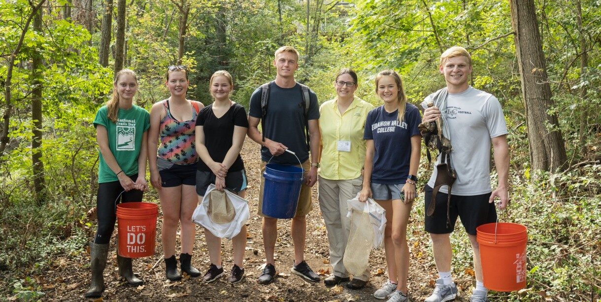 Environmental students in woods