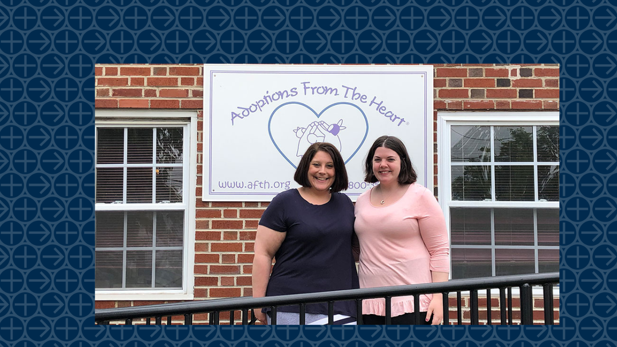 Jess Coughlin and Stephanie Capriotti at adoption agency