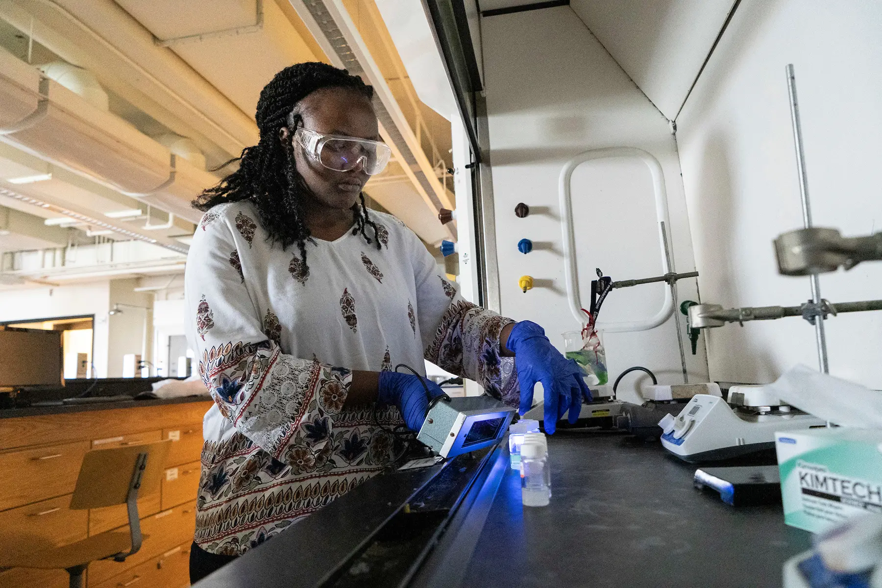 Chemistry student working in lab