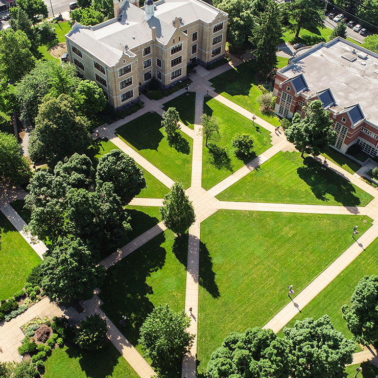 Aerial image of LVC's Academic Quad