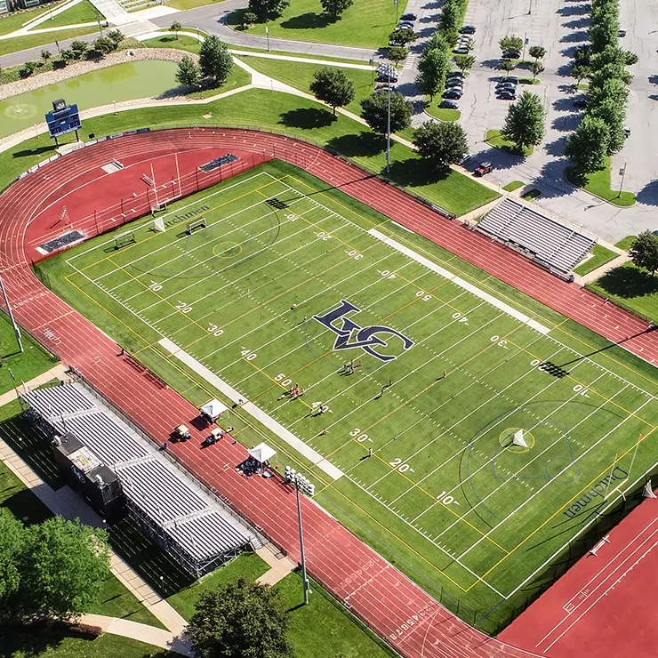 Aerial image of LVC football field and track