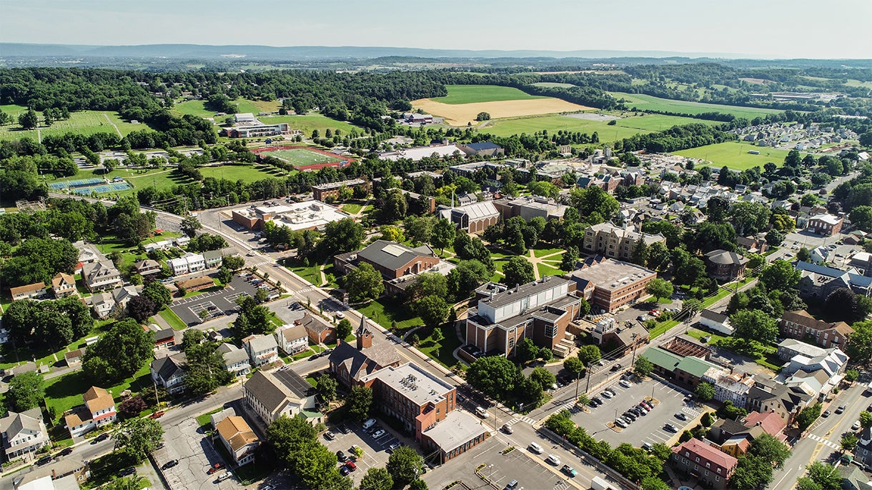 Aerial photo of the LVC campus and wider scenery