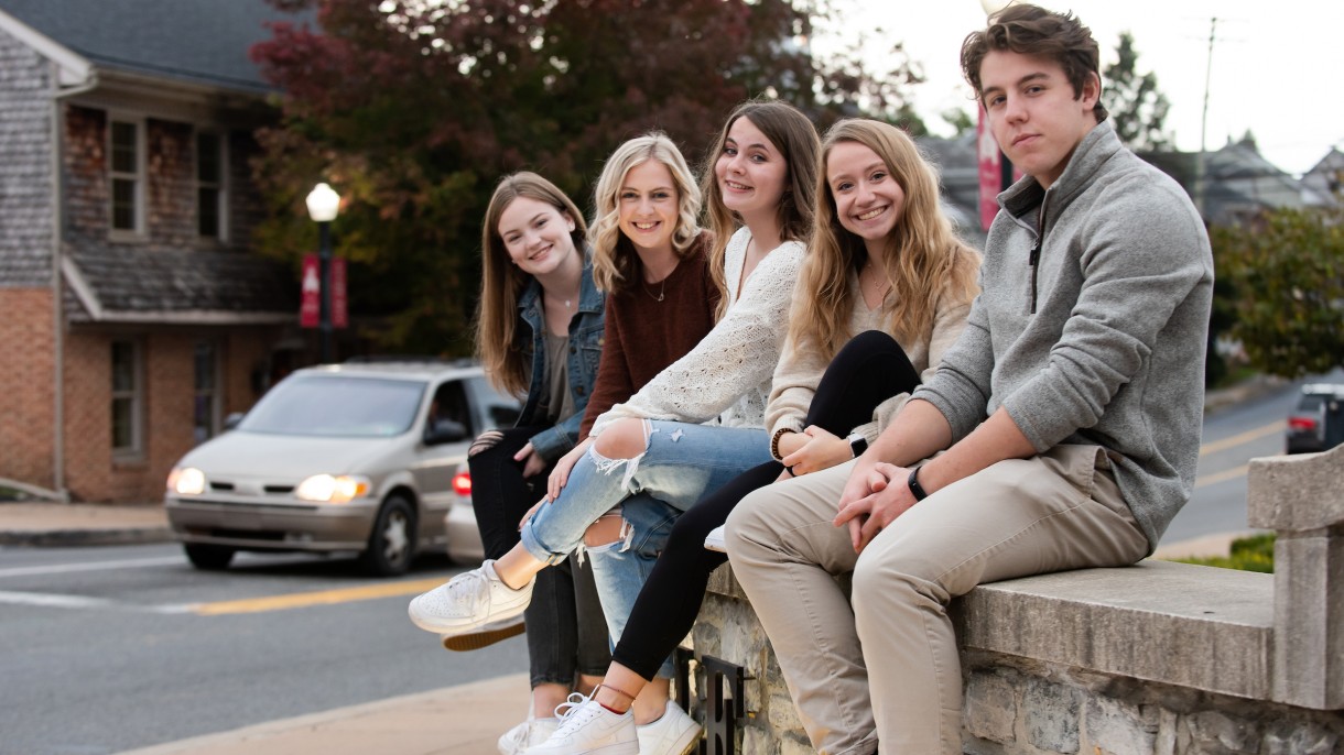 Students hang out in downtown Annville