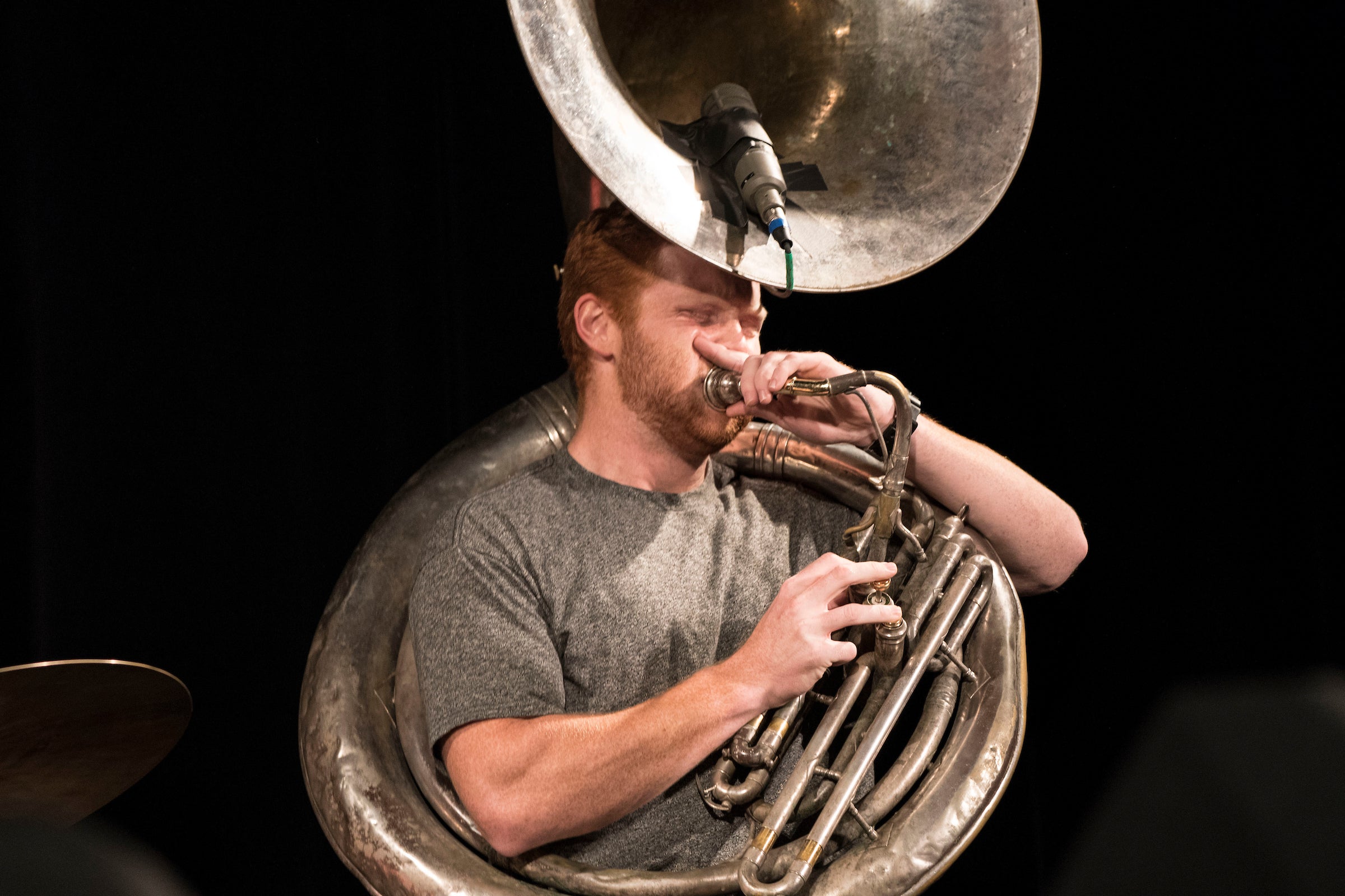 Man plays the trombone