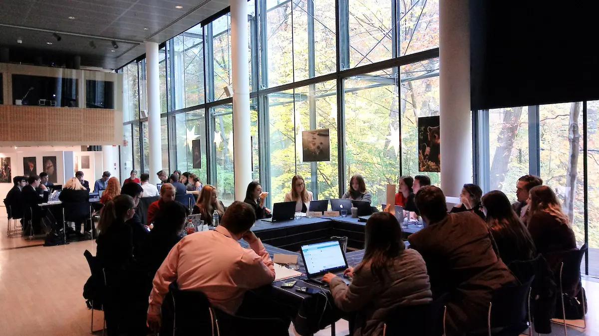 Politics students participate in the annual European Union Simulation in Washington, DC in November 2019.