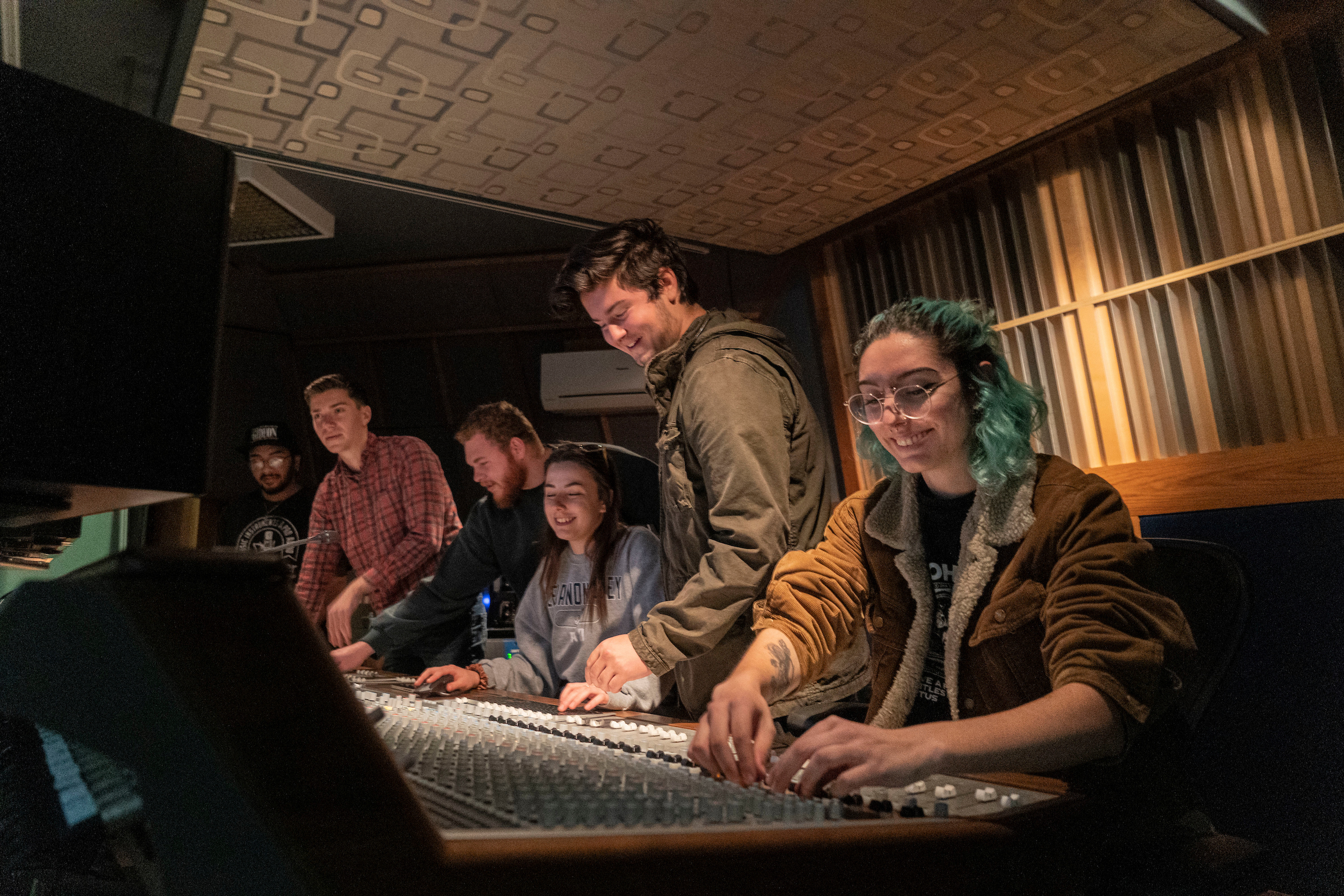 LVC students use recording equipment in Studio A