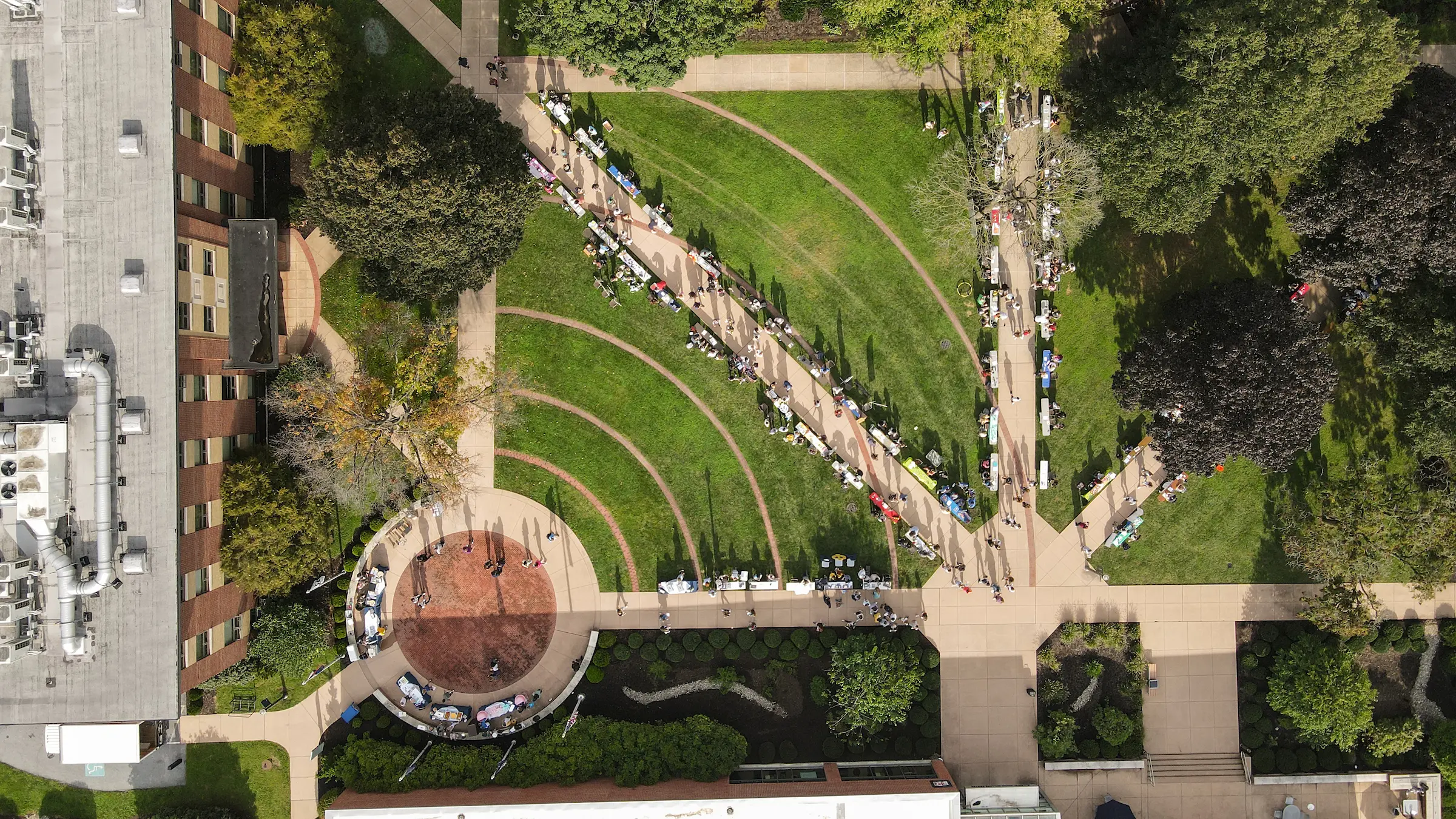 Drone view of student engagement fair