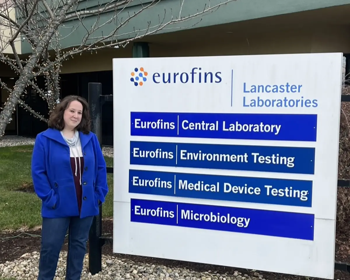 Jaime Kauffman stands outside of Eurofins