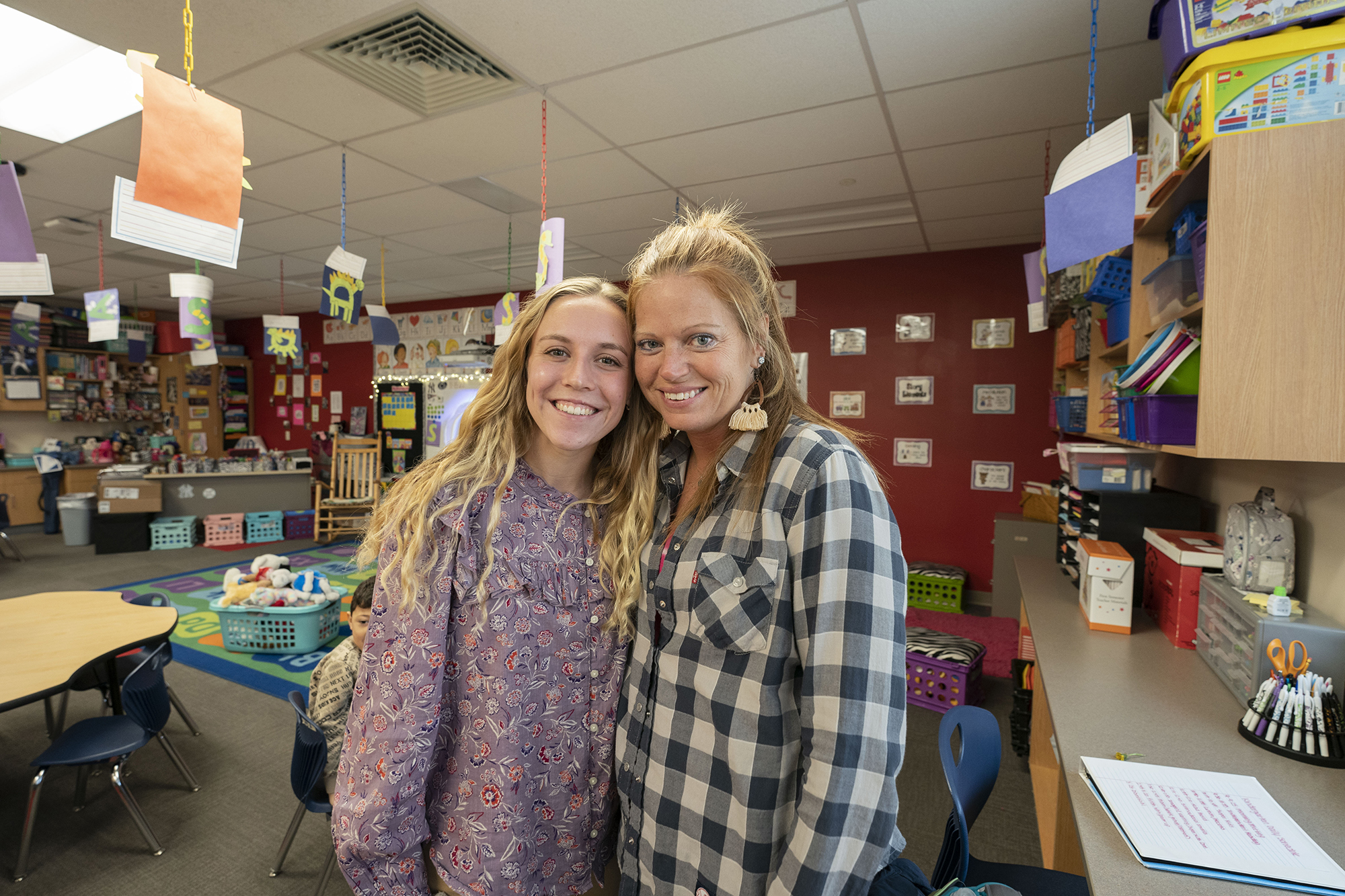 Lindsey Dimond and Alyssa Peiffer in the classroom