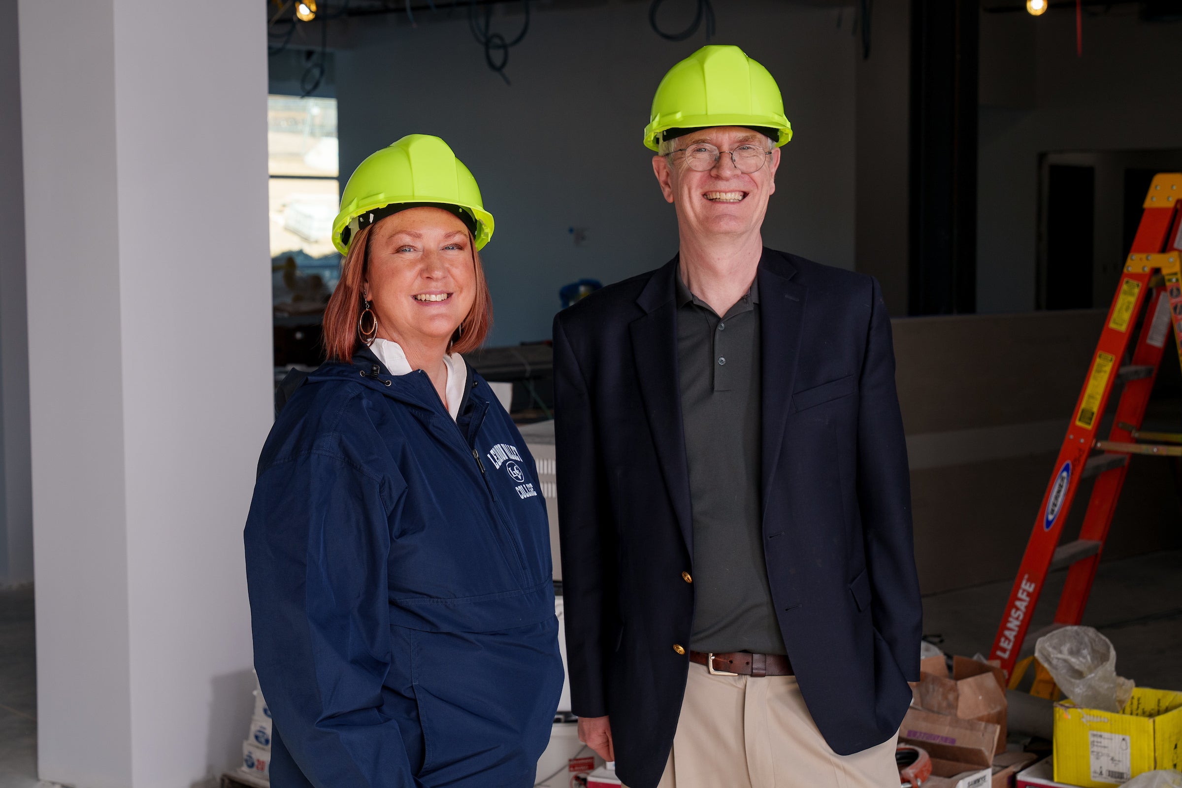 Colleen Marshall and LVC President James MacLaren pose in new nursing building