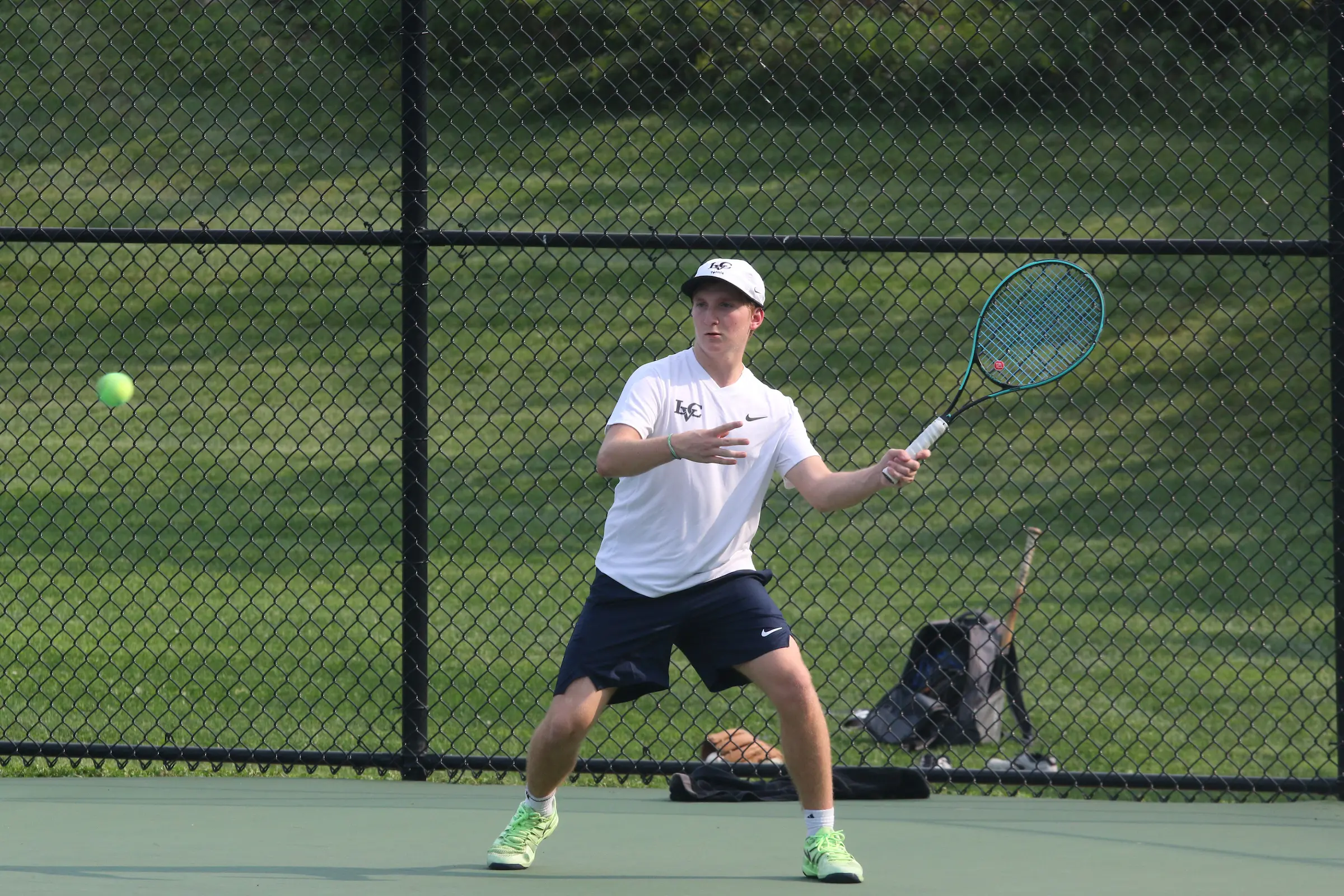 LVC men's tennis player on court