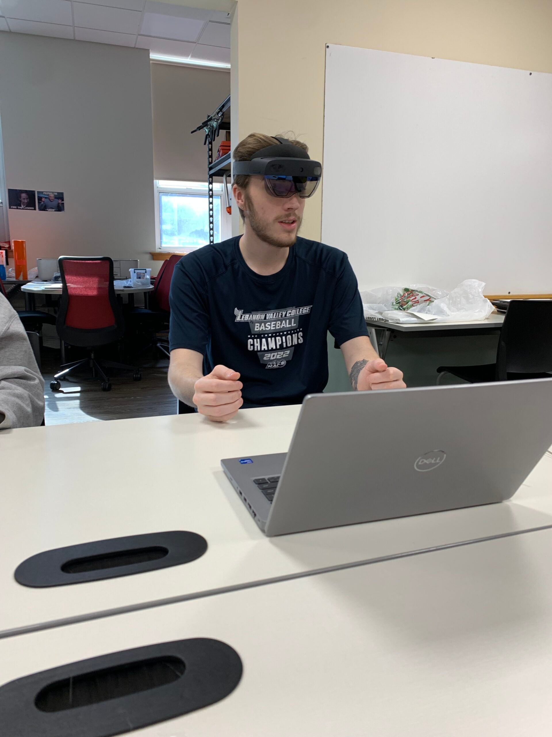 Student uses augmented reality headset