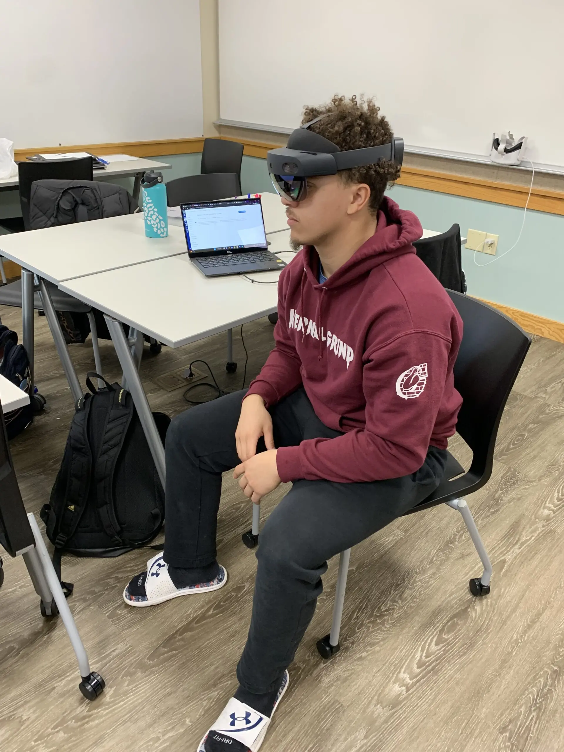 Student uses augmented reality headset