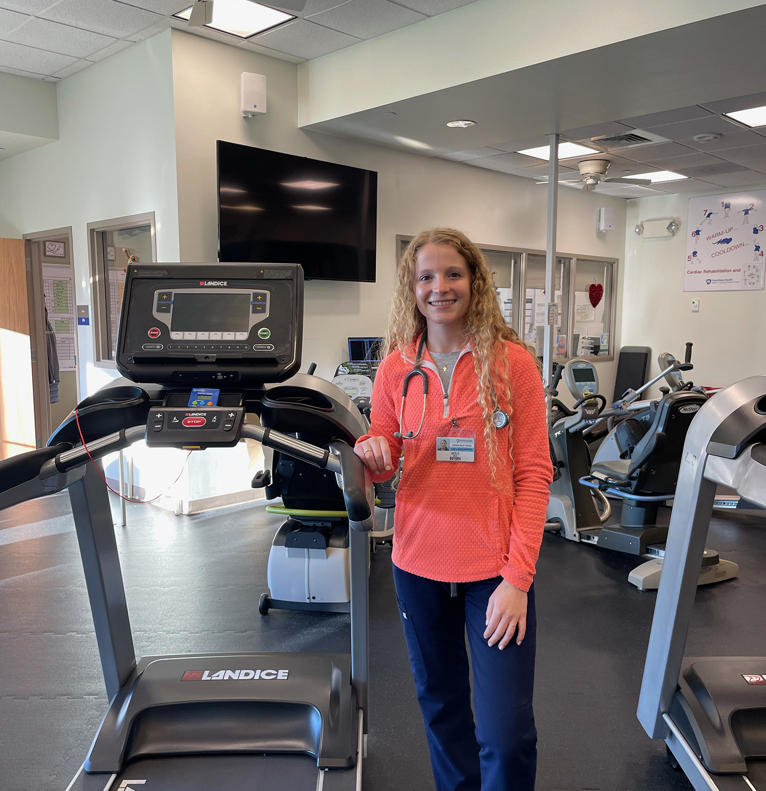 Molly Herigan in the gym as a clinical exercise physiologist